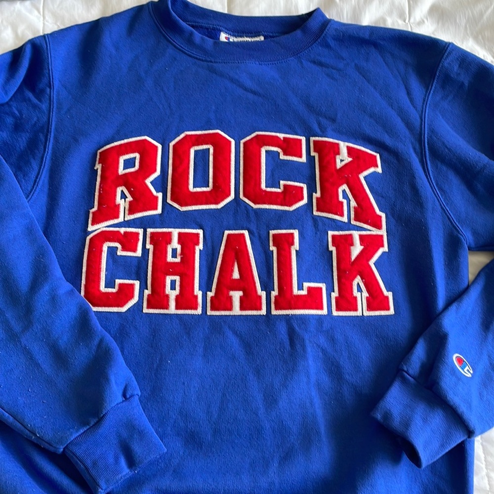 University of Kansas (KU) Embroidered ROCK CHALK sweatshirt - Champion Brand